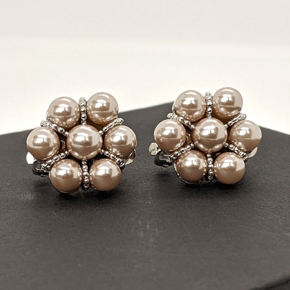 Erwin Pearl Faux Pearl Floral Cluster Clip-On Earrings | AAQUATIF